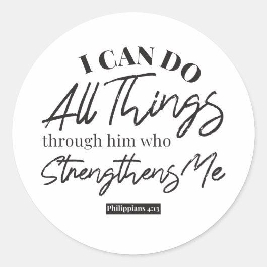 Filippijnen 4:13 witte ver ronde sticker (Voorkant)