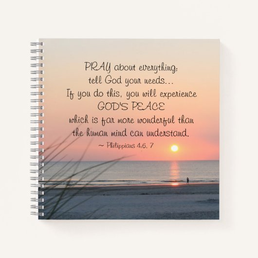 Filippijnen 4:6 bidden over alles wat de oceaanzon notitieboek (Voorkant)