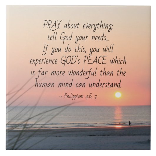 Filippijnen 4:6 bidden over alles wat de oceaanzon tegeltje (Voorkant)