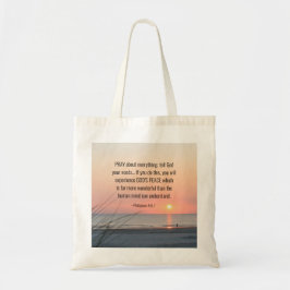 Filippijnen 4:6 bidden over alles wat de oceaanzon tote bag