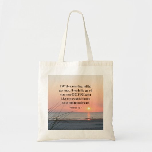 Filippijnen 4:6 bidden over alles wat de oceaanzon tote bag (Voorkant)
