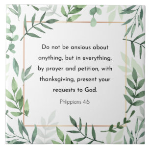 Filippijnen 4:6, Bijbelse versie, christendom Tegeltje