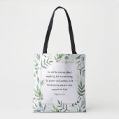 Filippijnen 4:6, Bijbelse versie, christendom Tote Bag (Voorkant)
