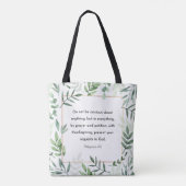 Filippijnen 4:6, Bijbelse versie, christendom Tote Bag (Achterkant)