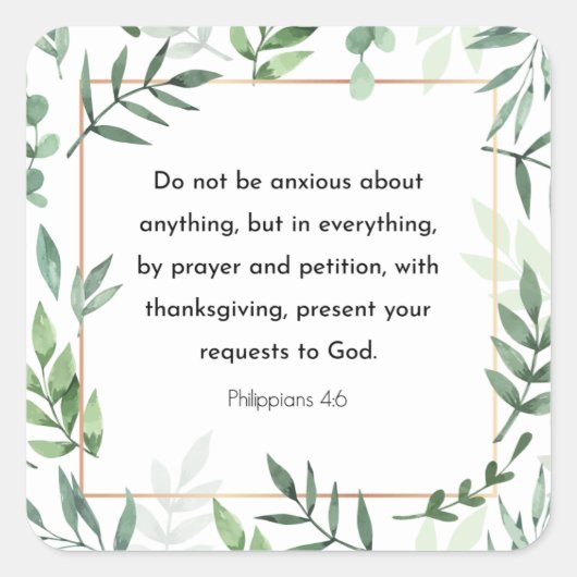 Filippijnen, 4:6, Bijbelse versie Vierkante Sticker (Voorkant)