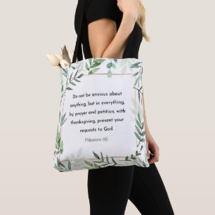 Filippijnen, 4:6, Bijbelverse, christendom Tote Bag