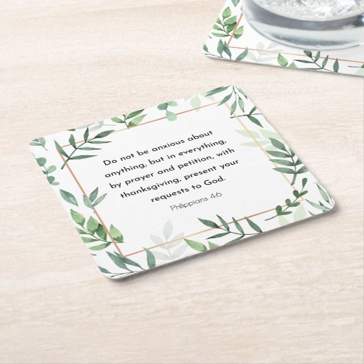 Filippijnen, 4:6, Bijbelverse, Kartonnen Onderzetters (Schuin)