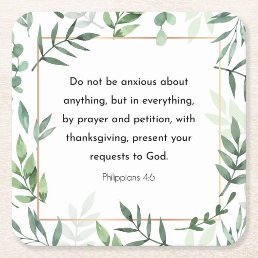 Filippijnen, 4:6, Bijbelverse, Kartonnen Onderzetters (Voorkant)