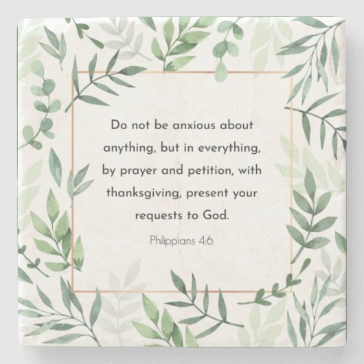 Filippijnen, 4:6, Bijbelverse, Stenen Onderzetter (Voorkant)