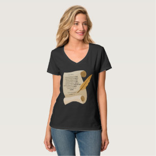 Filippijnen 4:8 Bijbel Quote Scroll Vrouwen V-Hals T-shirt