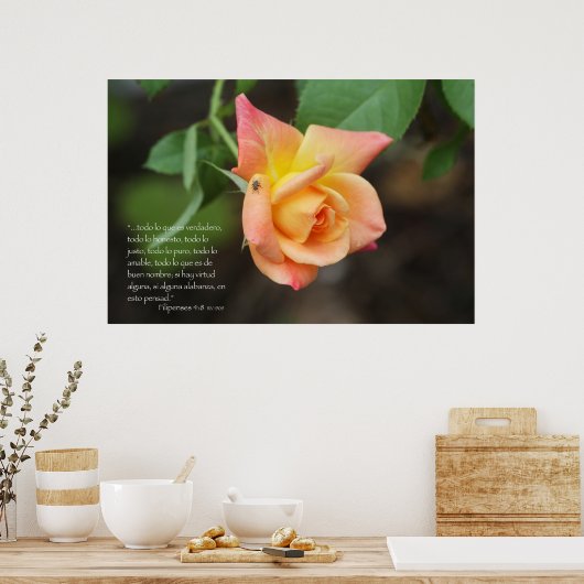 Filippijnen 4:8 con rosa poster (Keuken)