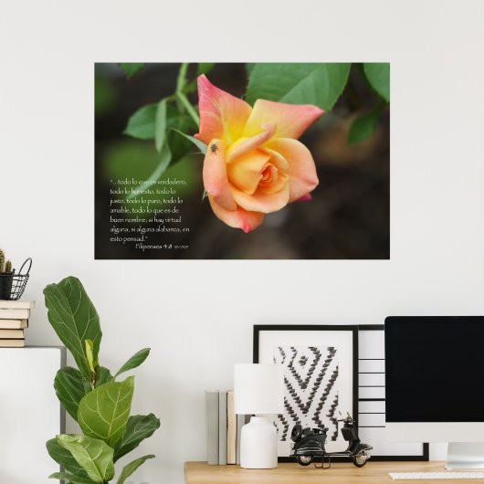 Filippijnen 4:8 con rosa poster (Thuiskantoor)