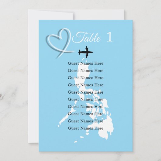 Filippijnen Bestemming Trouwtafel Plan Kaart (Voorkant)