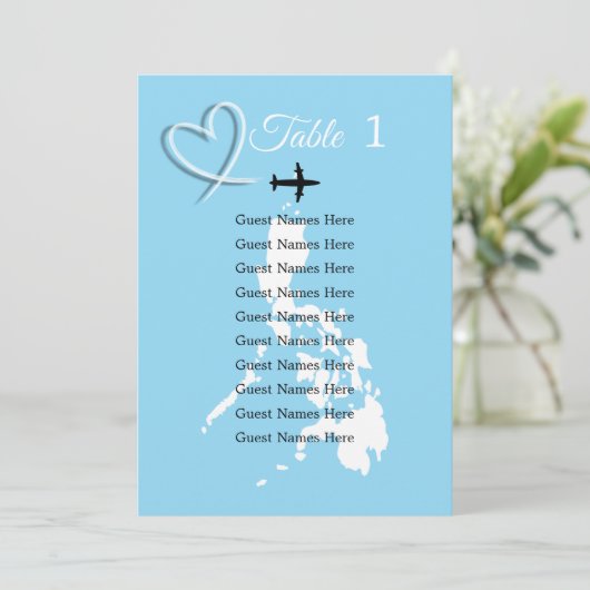 Filippijnen Bestemming Trouwtafel Plan Kaart (Staand voorkant)