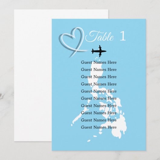 Filippijnen Bestemming Trouwtafel Plan Kaart (Voorkant / Achterkant)