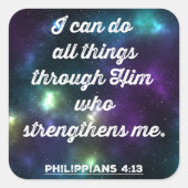 Filippijnen Bijbelverse 4:13 Vierkante Sticker (Voorkant)