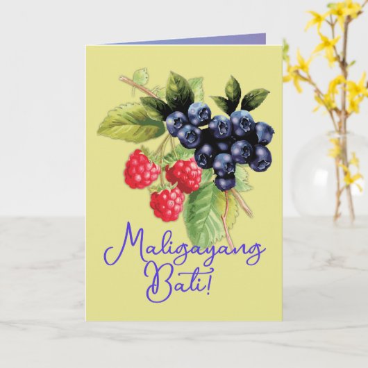 Filippijnen | Filipijnse taal Maligayang Bati Kaart (Gele Bloem)
