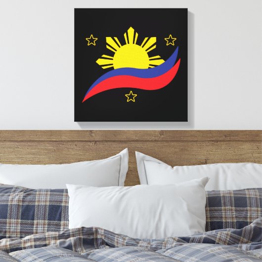 Filippijnen Filipino Pinoy Flag Canvas Afdruk (Insitu (Slaapkamer))