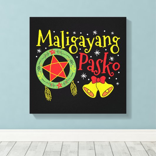 Filippijnen Filippijnse kerstman Maligayang Pasko Canvas Afdruk (Insitu (Houten vloer))