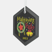 Filippijnen Filippijnse kerstman Maligayang Pasko Glas Ornament (Voorkant links)