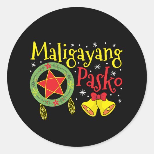 Filippijnen Filippijnse kerstman Maligayang Pasko Ronde Sticker (Voorkant)
