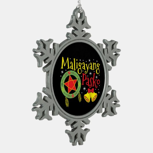 Filippijnen Filippijnse kerstman Maligayang Pasko Tin Sneeuwvlok Ornament (Links)