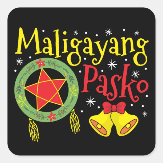 Filippijnen Filippijnse kerstman Maligayang Pasko Vierkante Sticker (Voorkant)
