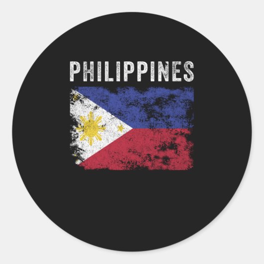 Filippijnen Flag Vintage - Filipino Flag Ronde Sticker (Voorkant)