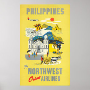 Filippijnen Fly Northwest Orient Airlines Poster