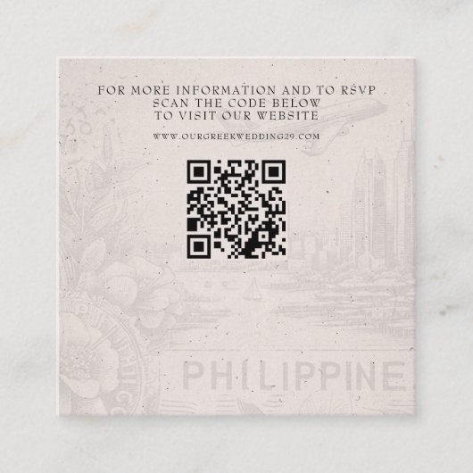 Filippijnen Paspoort bruiloft QR Informatiekaartje (Voorkant)