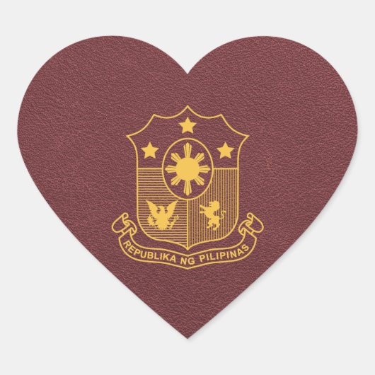 Filippijnen Paspoort Hart Sticker (Voorkant)