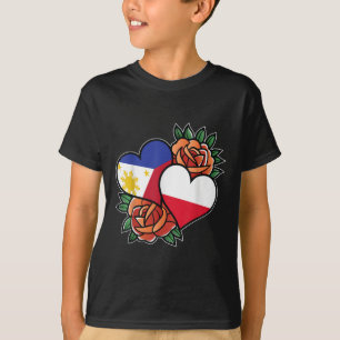 Filippijnen Polen Vlag Hart Half Filippijnse Half T-shirt