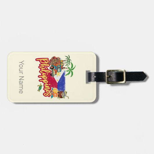 Filippijnen  Tarsier vlag Palm Souvenir Bagagelabel (Voorkant horizontaal)