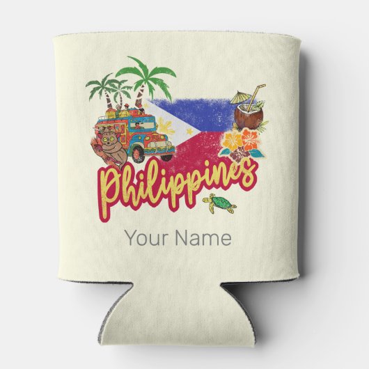 Filippijnen  Tarsier vlag Palm Souvenir Blikjeskoeler (Achterkant)