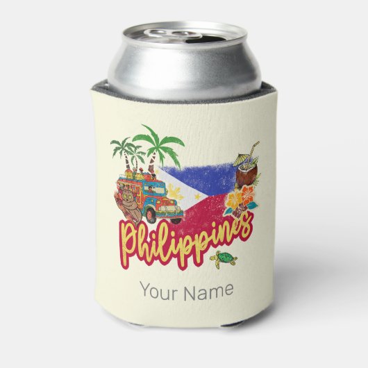 Filippijnen  Tarsier vlag Palm Souvenir Blikjeskoeler (Blikje Achterkant)