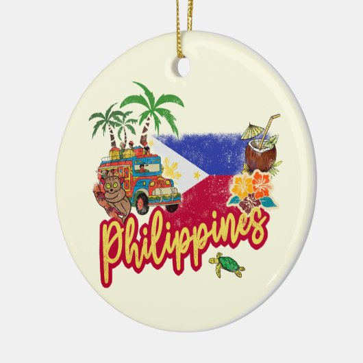 Filippijnen  Tarsier vlag Palm Souvenir Keramisch Ornament (Links)