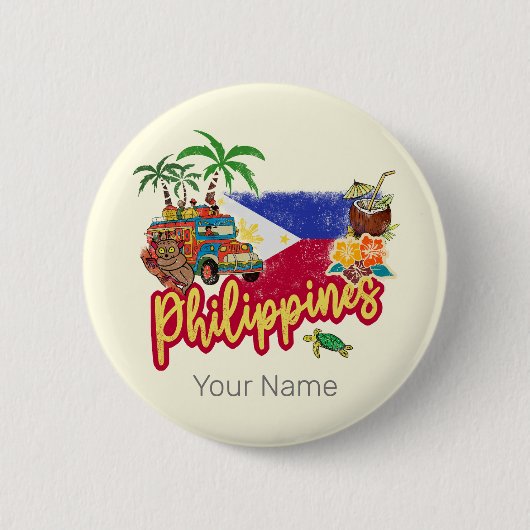 Filippijnen  Tarsier vlag Palm Souvenir Ronde Button 5,7 Cm (Voorkant)
