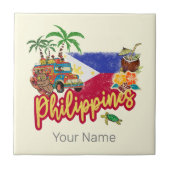 Filippijnen  Tarsier vlag Palm Souvenir Tegeltje (Voorkant)