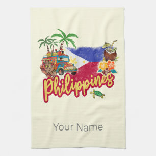 Filippijnen  Tarsier vlag Palm Souvenir Theedoek