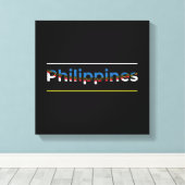 Filippijnen Vlag - Patriottische Uitsnijding Lette Canvas Afdruk (Insitu (Houten vloer))