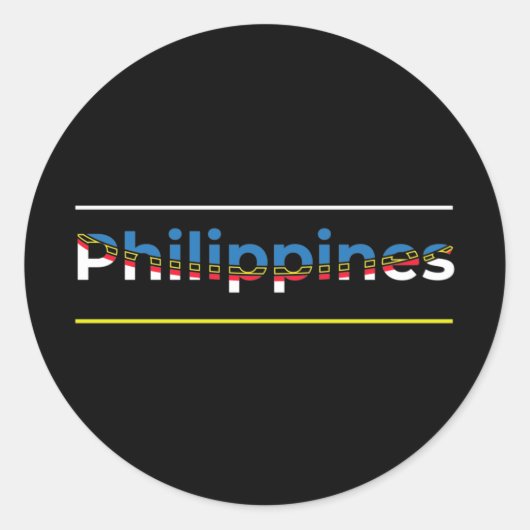 Filippijnen Vlag - Patriottische Uitsnijding Lette Ronde Sticker (Voorkant)
