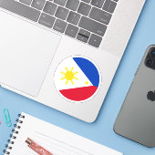 Filippijnen Vlag Ronde Sticker (Laptop met iPhone)