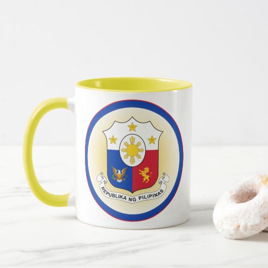 Filippijnen Wapen Cirkelvorm Mok (Met donut)