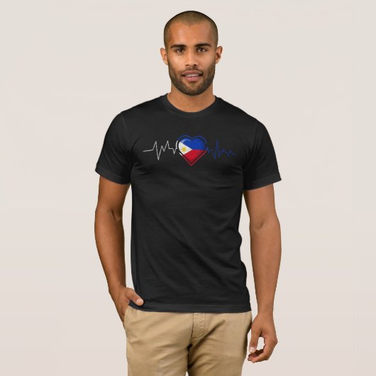 Filippijns Heartbeat Filipijnen Vlag Mannen vrouwe T-shirt (Voorkant volledig)