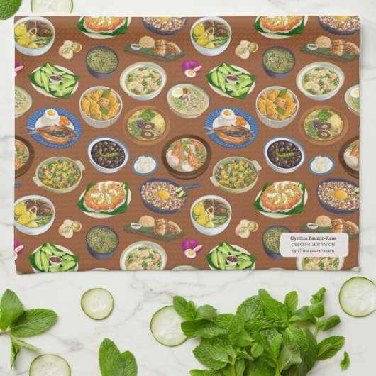 Filippijns voedselpatroon theedoek (Gevouwen)