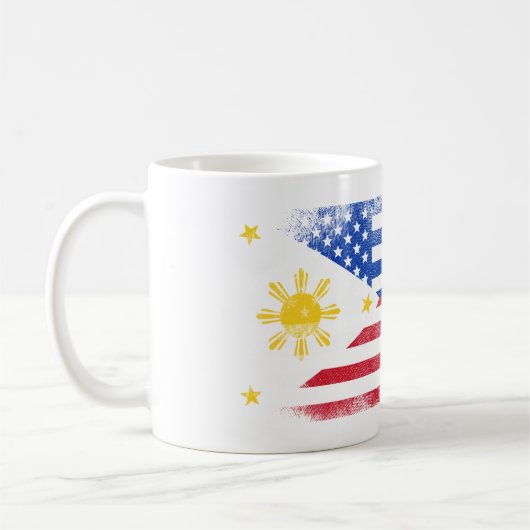 Filippijnse Amerikaanse    vlag en Verenigde State Koffiemok (Links)