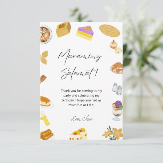 Filippijnse bedankkaart Filippijnse eten thema (Staand voorkant)