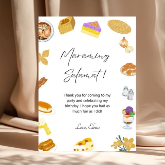 Filippijnse bedankkaart Filippijnse eten thema