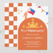 Filippijnse Feestuitnodiging Verjaardag Diner Uitn Kaart (Voorkant / Achterkant)