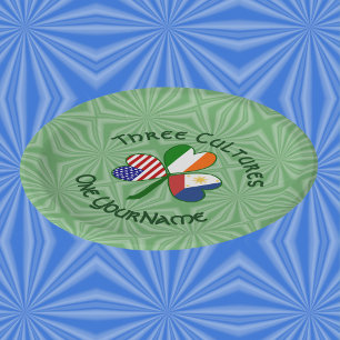 Filippijnse Ierse USA Shamrock Vlag Gepersonalisee Papieren Bordje